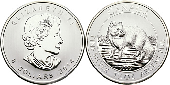 Канада 8 долларов 2014 северный волк KM NEW серебро UNC 06-244-41