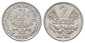 Польша 2 злотых 1974 Y 46 алюминий 4121-147
