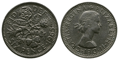 Великобритания 6 пенсов 1965 Елизавета II (1952-2022) KM 903, Spink 4149 медно-никель 4381-836