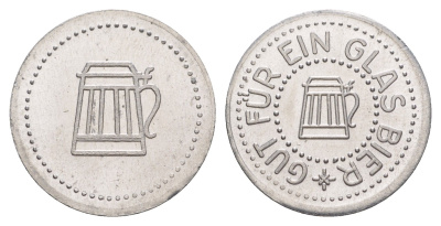 Германия жетон в 1 "стакан пива" ND диаметр 24 мм, вес 1,1 гр алюминий UNC 4638-837