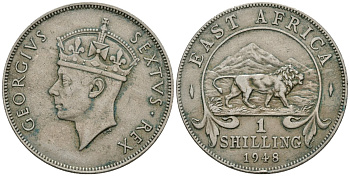 Британская Восточная Африка 1 шиллинг 1948 Георг VI (1937-1952) KM 31 медно-никель 4111-1216