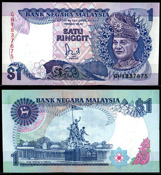 Малайзия 1 ринггит 1989 Pick 27 b бумага aUNC 7218-35-2-1