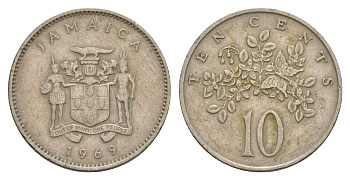 Ямайка 10 центов 1969 бабочка KM 47 медно-никель 4624-856