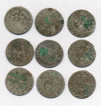 ПОЛЬША ЛОТ ИЗ 9 МОНЕТ В ПОЛТАРАК XVII век серебро M12-2-2