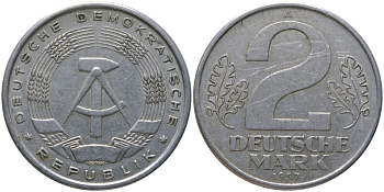 ГДР 2 марки 1957 A KM 14 алюминий 186-1025