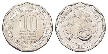 Шри-Ланка 10 рупий 2013 серия административные округа Шри Ланки, Калутара, овощи KM 200 нержавеющая сталь UNC 4635-1013