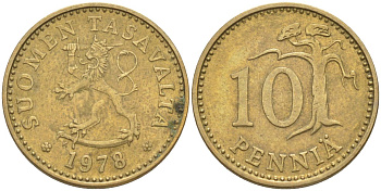 Финляндия 10 пенни 1978 К KM 46 алюминиевая бронза 219-1154