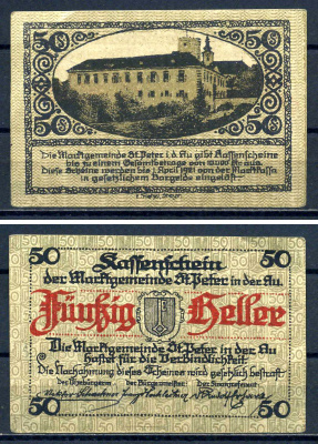 Санкт-Петер-ин-дер-Ау (Австрия) 50 геллеров 1921 бумага aUNC 7556-30-1-1