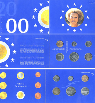 Нидерланды набор из 6 монет 2000 в оригинальном буклете    UNC  1-6-1-19