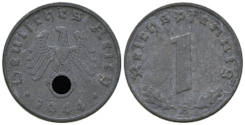 Германия 1 рейхспфенниг 1944 B KM 97, J. 369 цинк   4668-1141