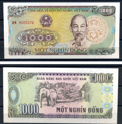 Вьетнам 1000 донг 1988 Хо Ши Мин, маленькая серия Pick 106 a (1)  бумага  UNC (пресс) 446-63-2