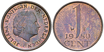 Нидерланды 1 цент 1980 Юлиана (1949-1980) KM 180 бронза UNC 220-519