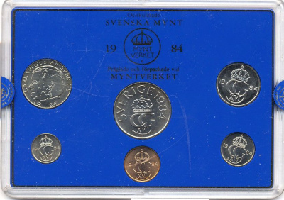 Швеция набор монетного двора из 6 монет 1984 в пластике, Карл XVI Густав (1973- ) KM MS31 UNC 5-4-2-45