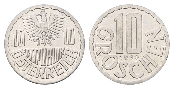 Австрия 10 грошей 1980 KM 2878 алюминий aUNC 4630-148