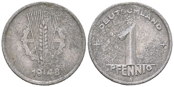 ГДР 1 пфенниг 1948 A KM 1 алюминий 206-1268
