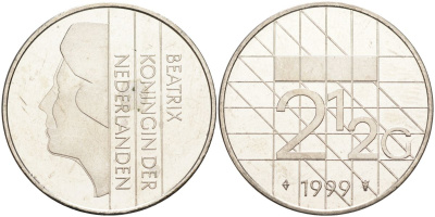 Нидерланды 2 1/2 гульдена 1999 Беатрикс (1980-2013) KM 206 никель 4593-731