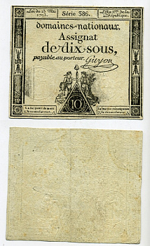 Франция 10 су 1793 женщины свободы Pick A68 бумага 450-107-1