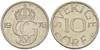 Швеция 10 эре 1978 U Карл XVI Густав (1973- ) KM 850 медно-никель 3955-335