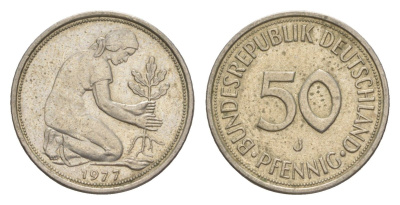 ФРГ 50 пфеннигов 1977 J KM 109, J. 384 медно-никель 4611-125