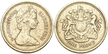 Великобритания 1 фунт 1983 Елизавета II (1952-2022) KM 933, Spink 4221 никель латунь 68-1143