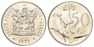 ЮАР 50 центов 1971 KM 87 никель PROOF 4606-237