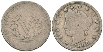 США 5 центов 1900 голова свободы KM 112 медно-никель 4563-243