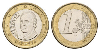 Испания 1 евро 1999 M, Хуан Карлос I (1975-2014) KM 1046 биметалл aUNC 4616-546