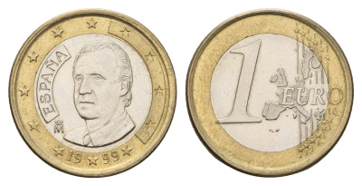 Испания 1 евро 1999 M, Хуан Карлос I (1975-2014) KM 1046 биметалл aUNC 4616-546