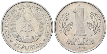 ГДР 1 марка 1975 A KM 35.2 алюминий aUNC 4575-1115