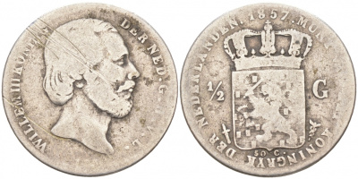 Нидерланды 1/2 гульдена 1857 Виллем III (1849-1890) KM 92 серебро 186-114
