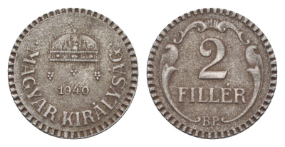 Венгрия 2 филлера 1940 BP KM 518.2 сталь 4664-855