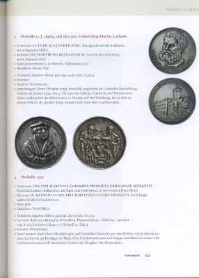 Шнелль Штайнер Мартин Лютер и его влияние на монеты и медали 2014 в книге, полной цветных иллюстраций, рассказывает о влиянии Мартина Лютера на культуру в целом и чеканку монет и медалей. Приведен каталог монет. 254 страницы 58-01-03-02