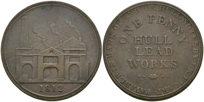 Великобритания, Йоркшир 1 пенни 1812 Withers 756a медь 413-5231