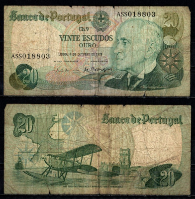 Португалия 20 эскудо 1978 Pick 176 a(5) бумага 6294-50-1-2