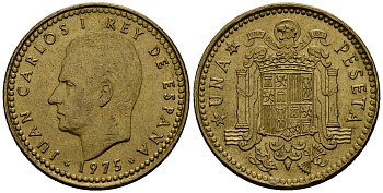 Испания 1 песета 1975 Хуан Карлос I (1975-2014) KM 806 алюминиевая бронза 4176-355