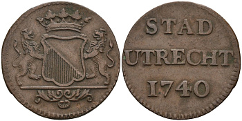Утрехт (Utrecht), Нидерланды 1 дуит 1740 KM 91 медь 4577-232