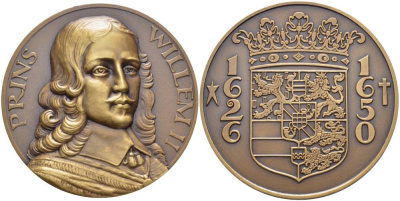 Нидерланды медаль ND Принц Нидерландов Виллем II(1626-1650), диаметр 50 мм.      1066-10-44