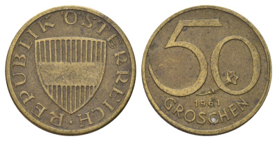 Австрия 50 грошей 1961 KM 2885 алюминиевая бронза 4684-838
