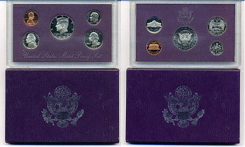 США годовой набор из 5 монет (1, 5, 10, 25 и 50 центов) 1993 в оригинальной упаковке KM PS173 (164a, A192, 195a, 201b и 202b) PROOF 8-2-02-41