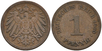 Германия 1 пфенниг 1900 A KM 10, J. 10 медь 4567-1139