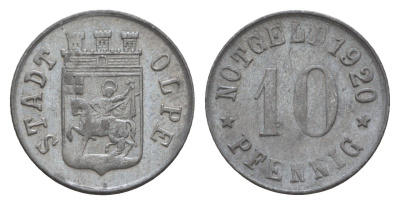 Ольпе 10 пфеннигов 1920 Funck 409.1, Men05 19907.1, Men22.2 24979.1 цинк 4659-356