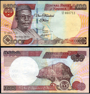 Нигерия 100 найра 1999 Обафеми Аволово, гора Зума Ро Pick 28 b бумага 8592-34-1-2