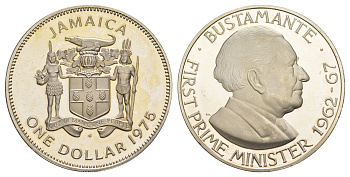 Ямайка 1 доллар 1975 FM, тираж 16.000 экземпляров KM 57 медно-никель PROOF 1529-432