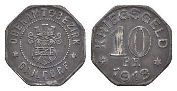 Гайльдорф 10 пфеннигов 1918 Funck 149.2, Men05 8664.2, Men18 10784.2 железо 4448-731