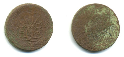 РОССИЯ 1 КОПЕЙКА 1758 медь 61-224