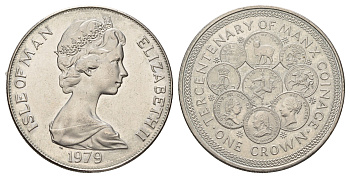 Остров Мэн 1 крона 1979 300 лет монетам острова Мэн KM 45 медно-никель BU 4537-1221