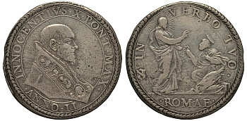 Ватикан 1 пиастр ANNO II (1645/1646) Иннокентий X, Благословение Святого Петра Dav. 4064, Muntoni 12 серебро 10-005-56