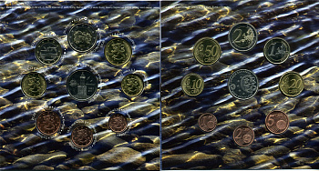 Финляндия евронабор из 8 монет + жетон 2011 маяки Скандинавии Harmaja (1883-2011), официальный набор в оригинальном буклете    UNC  5-6-1-02