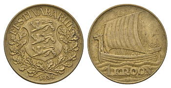 Эстония 1 крона 1934 год-тип KM 16 алюминиевая бронза 4364-2456