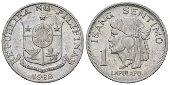 Филиппины 1 сентимо 1968 вождь острова Мактан Лапу-Лапу KM 196 алюминий UNC 4618-752